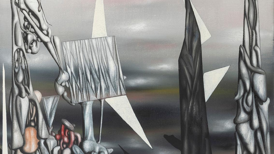 Yves Tanguy (1900-1955), Elle viendra, 1950, oil on canvas, 46 x 35.5 cm (18.1 x... Tanguy and Royère: A Winning Duo 