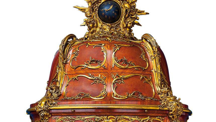 Late 19th century. Louis XV-style cartonnier and clock with two doors simulating... Spotlight on the Imagination of Neo-18th-century Furniture 