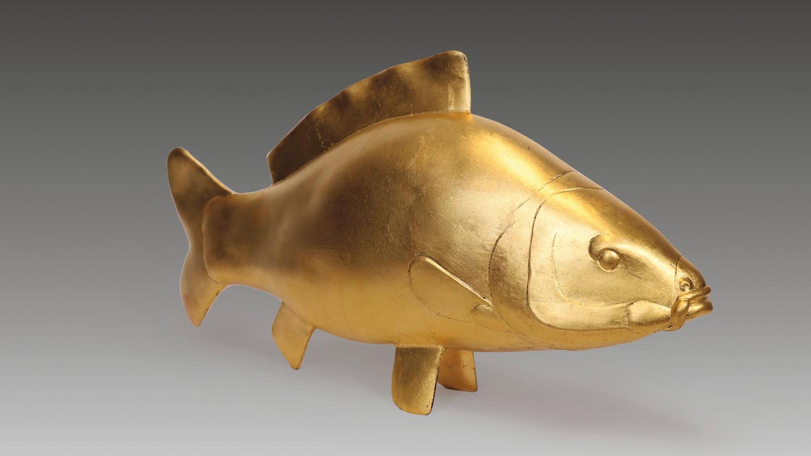 François-Xavier Lalanne (1927-2008), Carp, resin covered with gold leaf, signed,... The Carp, the Lioness and the Chicory: From Lalanne to Majorelle 