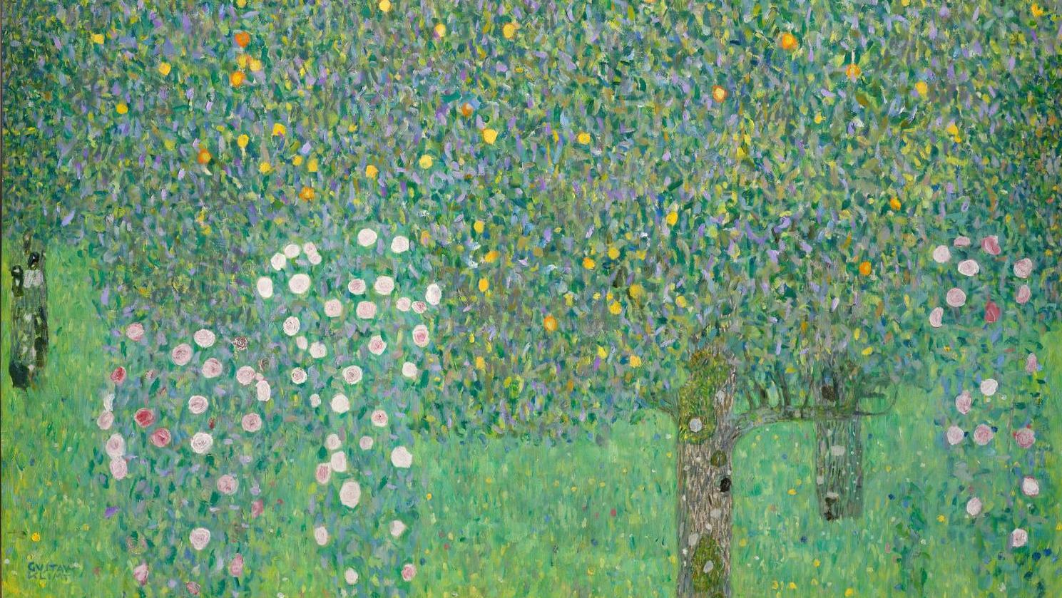 Klimt, rosiers sous les arbres© Patrice Schmidt Restitutions, un pas en avant, deux pas en arrière