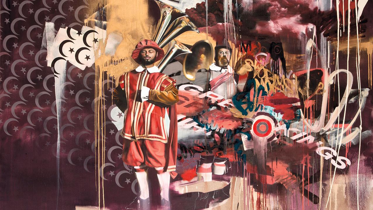 Conor Harrington (né en 1980), Holy Smoke Quintet (part four), 2010, huile, acrylique... Street Art en Fusion