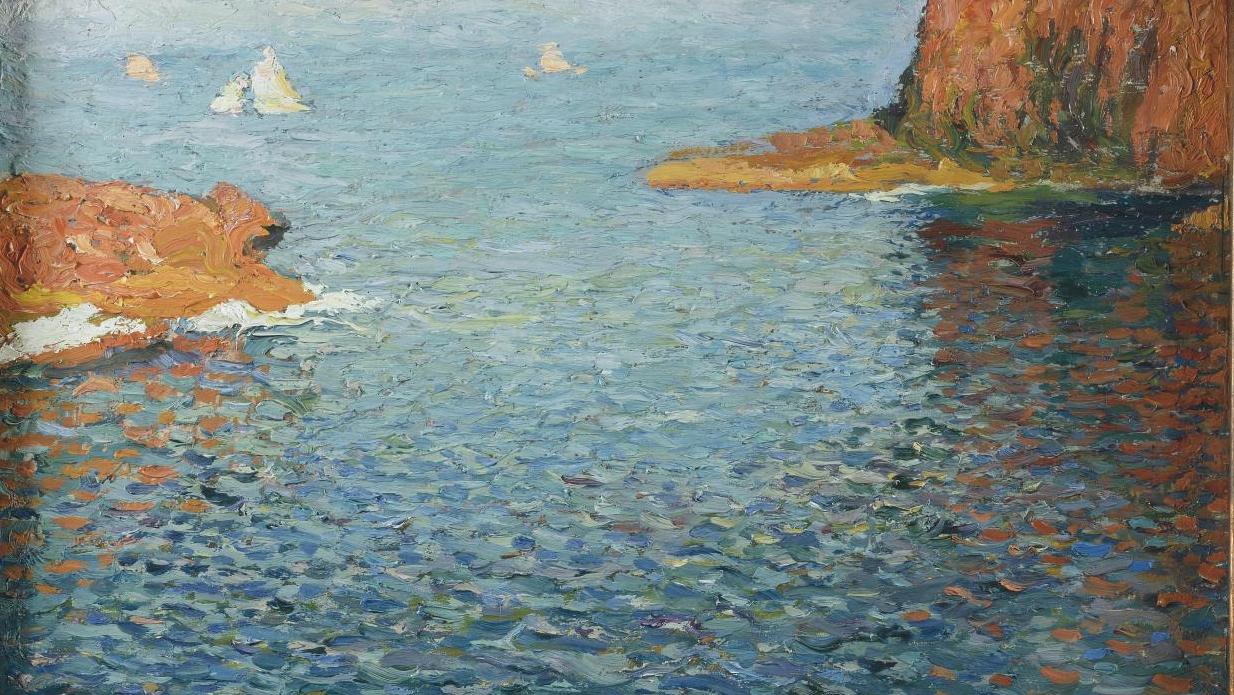 Henri Martin (1860-1943), Calanques aux environs de Marseille, huile sur panneau... Lumière sur le XXe siècle