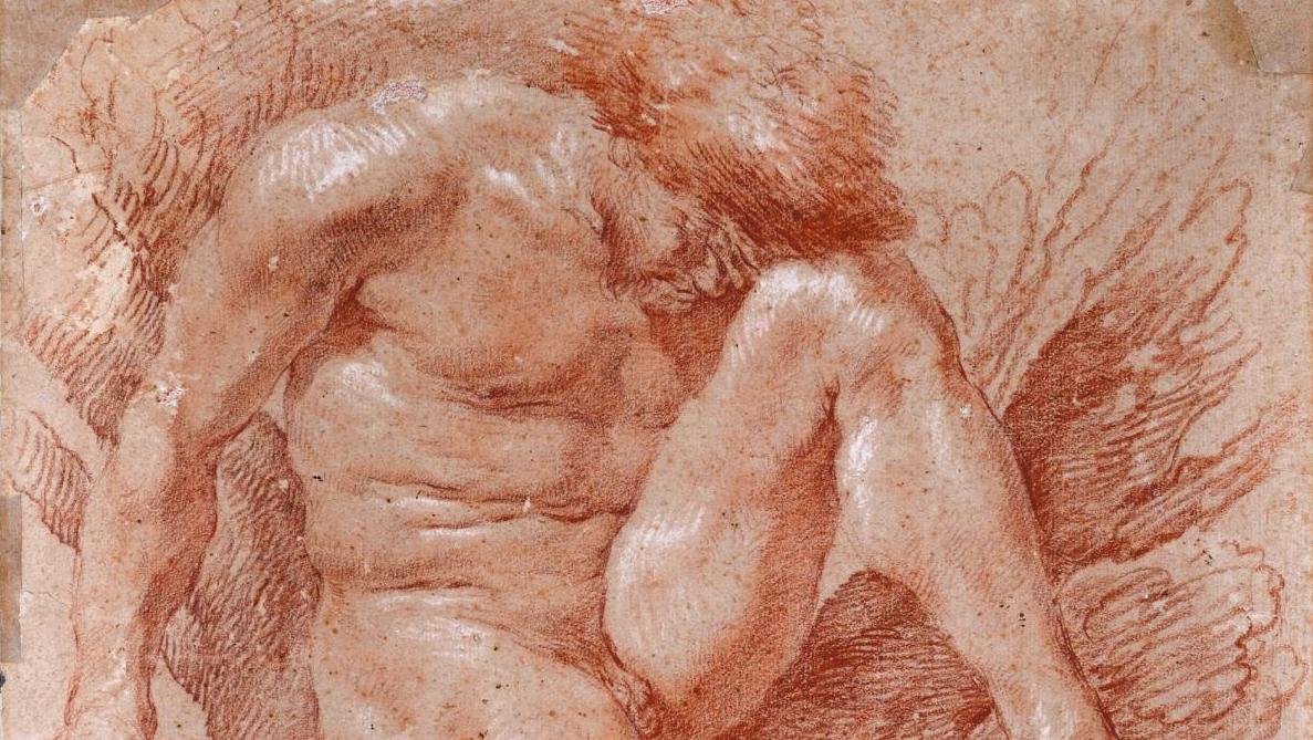 Gian Lorenzo Bernini, dit Le Bernin (1598-1680), Académie d’homme, sanguine et légers... Un record pour une Académie d’homme du Bernin
