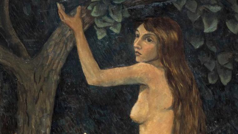 Paul Sérusier (1863-1927), Ève et le serpent, 1905, huile sur panneau, signée en... Paul Sérusier au paradis perdu