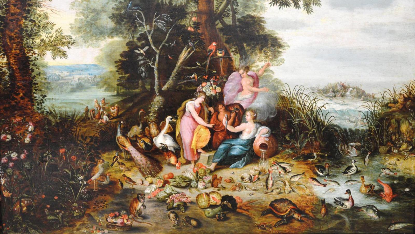 Jan II Bruegel, dit le Jeune (1601-1678), Allégorie des quatre éléments, huile sur... Les quatre éléments de Bruegel le Jeune récompensés