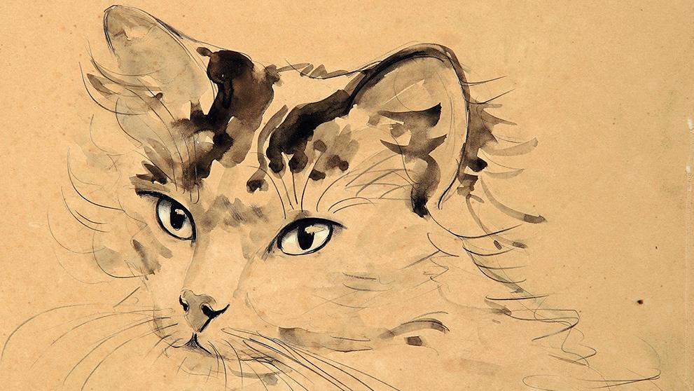 Francis Picabia (1879-1953), Portrait de chat, vers 1923-1927, aquarelle sur trait... L’inséparable ami du peintre