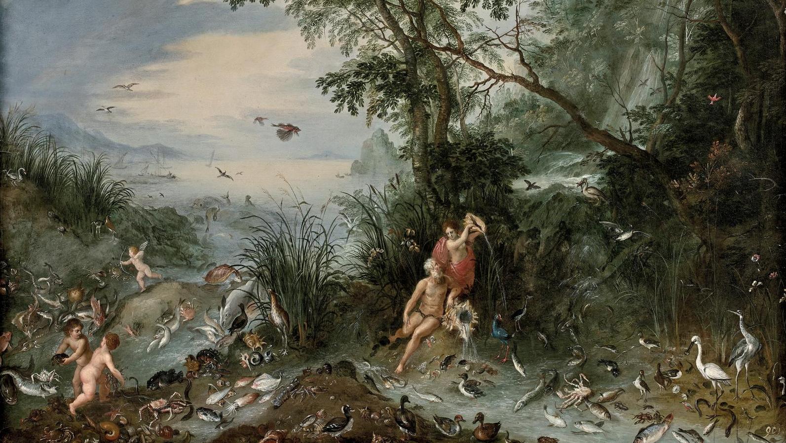 Attribué à Jan II Bruegel, dit le Jeune (1601-1678), «Les Quatre Éléments», dont... Les éléments bien orchestrés par Bruegel le Jeune