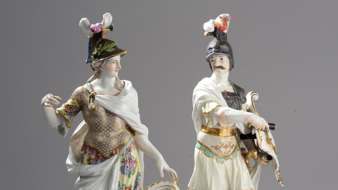 €18,600Pair of standing figures of armored Mars and Minerva, c. 1750-1755, porcelain,... Meissen Figurines Are Back in Vogue