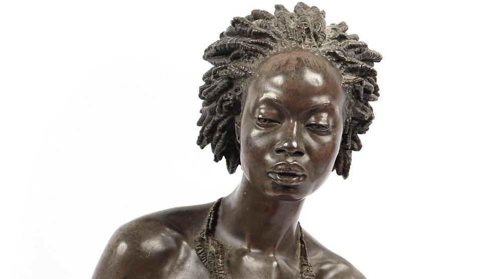 D’après Charles Cordier (1827-1905), Vénus africaine, buste en bronze à patine noire,... L’Afrique et l’Arabie, rêvées par Cordier et Dinet