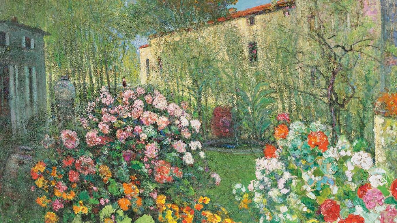 Victor Charreton (1864-1936), Éveil du jour, l’aube au jardin, huile sur finette,... Victor Charreton et le rythme des saisons