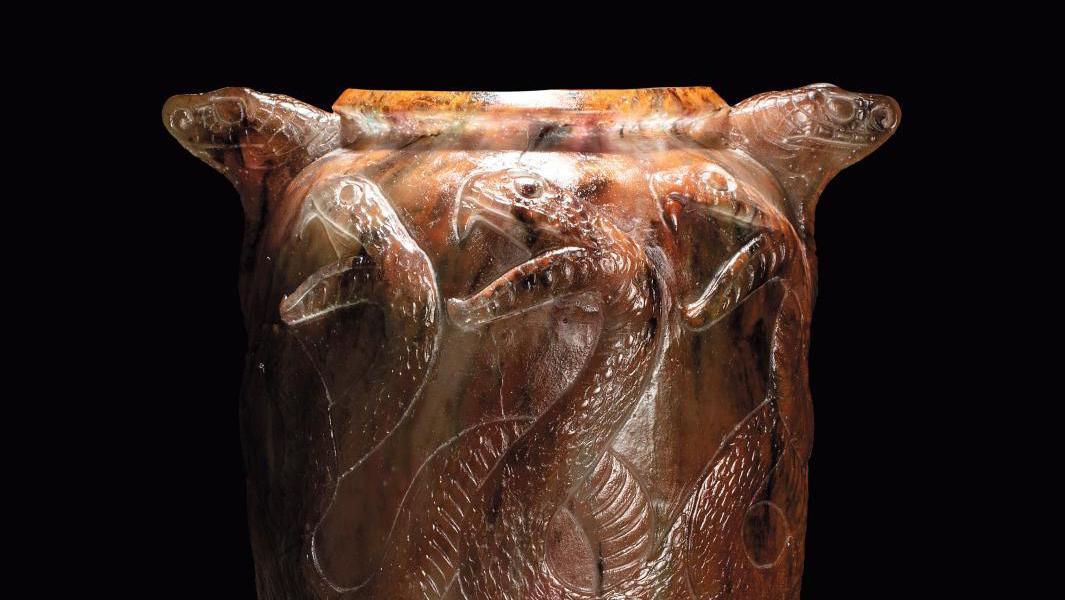 François-Émile Décorchemont (1880-1971), large Viper vase in thick pâte de verre,... French Art Potters Take Center Stage in Visionary Collection