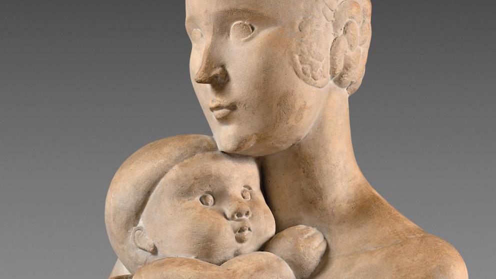 Chana Orloff (1888-1968), Maternité (Motherhood), 1924, old proof in smoothed cement,... A Work that Brought Chana Orloff and Jean Paulhan Together