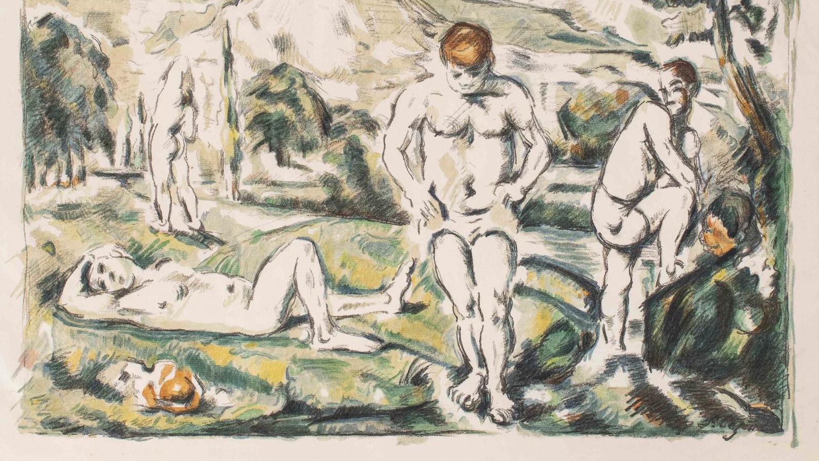 Paul Cézanne (1839-1906), Les Baigneurs (grande planche), 1896-1897, lithographie,... Panorama de la gravure du XVIe au XXe siècle