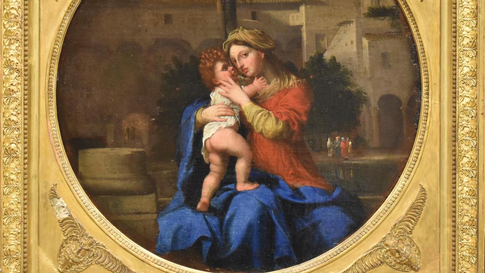 Attribuée à Nicolas Loir (1624-1679), Vierge à l’Enfant dans un paysage de ruines... Attribuée à Nicolas Loir