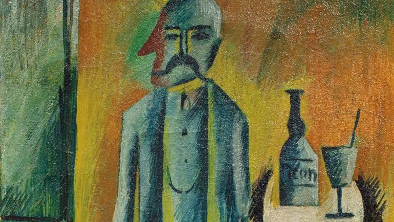 Othon Coubine (1883-1969), Le Garçon de café, huile sur toile, vers 1912, 55 x 32 cm.... Othon Coubine, Kisling, Kremegne et Kikoïne...