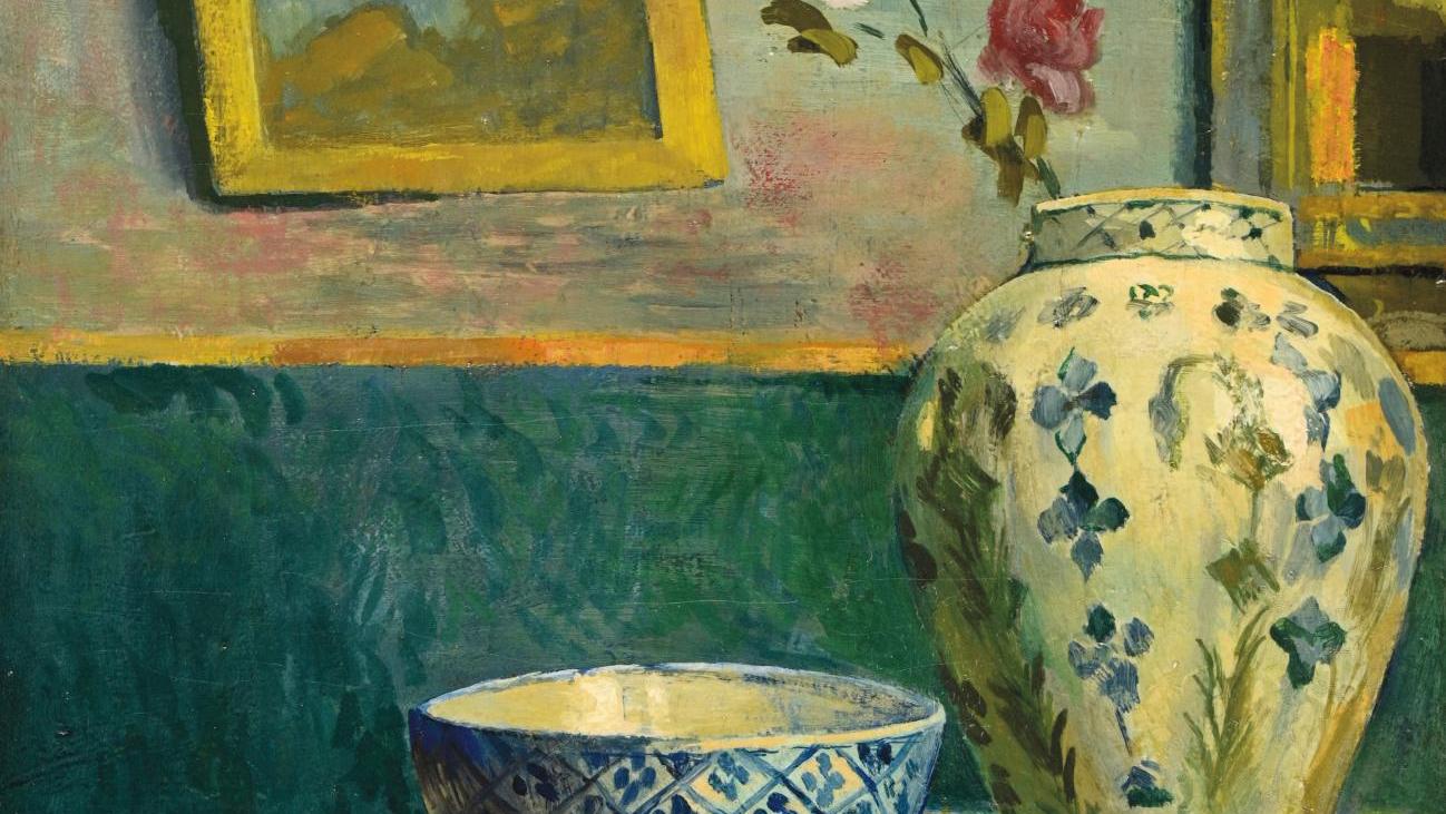 George-Daniel de Monfreid (1856-1929), Nature morte au bol et à la potiche chinoise,... Monfreid, ami fidèle de Gauguin