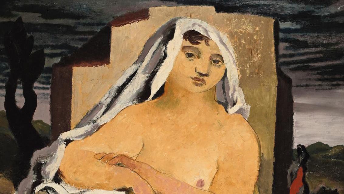 Jean Souverbie (1891-1981), Nu debout à la cruche, 1927, huile sur toile, 102 x 76 cm.... Monumental Souverbie
