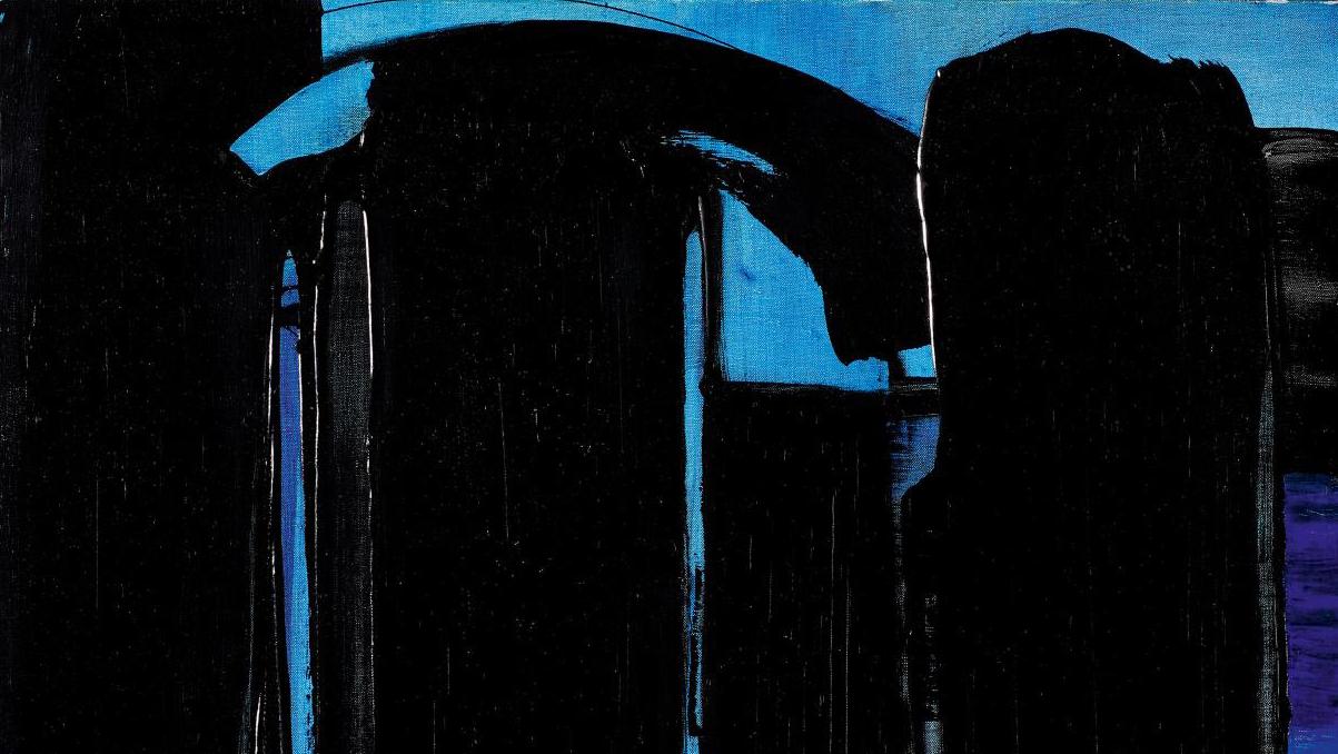 Pierre Soulages (b. 1919), Peinture 16 avril 1975, oil on canvas signed and dated,... An Unprecedented 1975 Painting by Pierre Soulages
