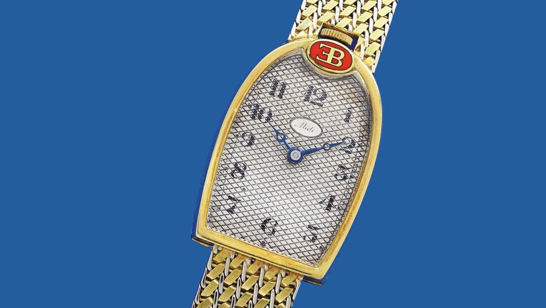 Mido for Bugatti, Ettore Bugatti’s personal watch, yellow-gold radiator grill, two-toned... Watches, Cars and a Record for Ettore Bugatti’s Mido Watch