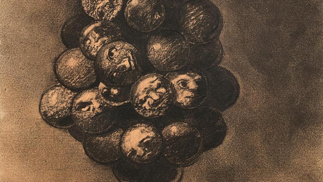 Odilon Redon (1840-1916), La Grappe ou Le Marchand de ballons, dessin au fusain et... L’œil noir d’Odilon Redon, un rêveur de l’infini…