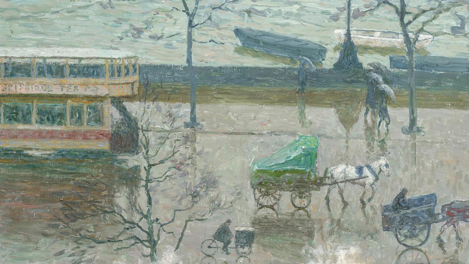 Emile Claus (1849-1924), Les Quais de la Tamise sous la pluie, Londres, (Quays of... Emile Claus Tames the Thames 