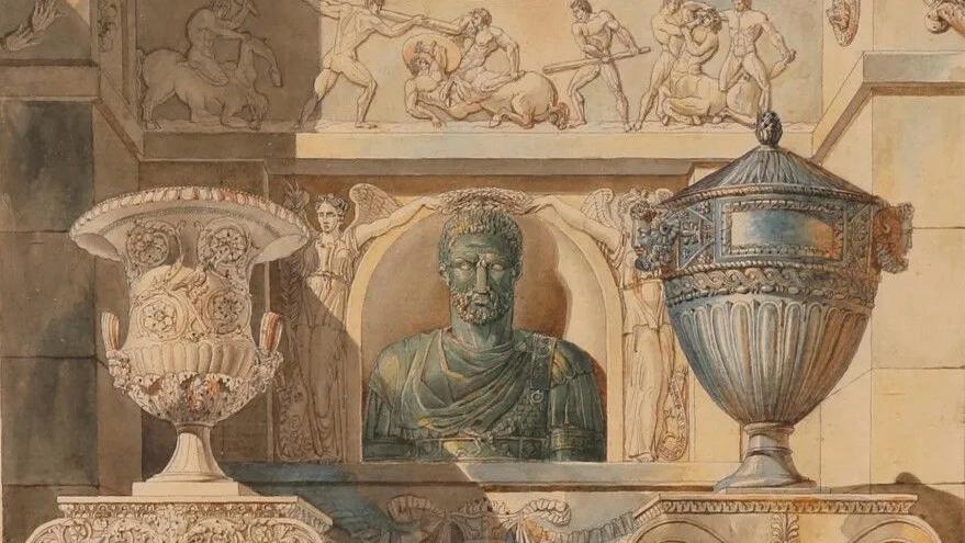 Charles Percier (1764-1838), Palais et maisons de Rome, dessin à la plume, encre... La genèse du style Percier 
