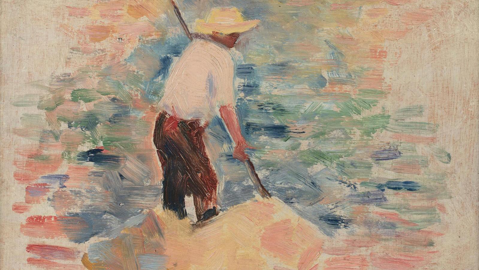Georges Seurat (1859-1891), Le Pêcheur (Fisherman), oil on panel, 16.2 x 25.2 cm/6.4... Seurat at Work  