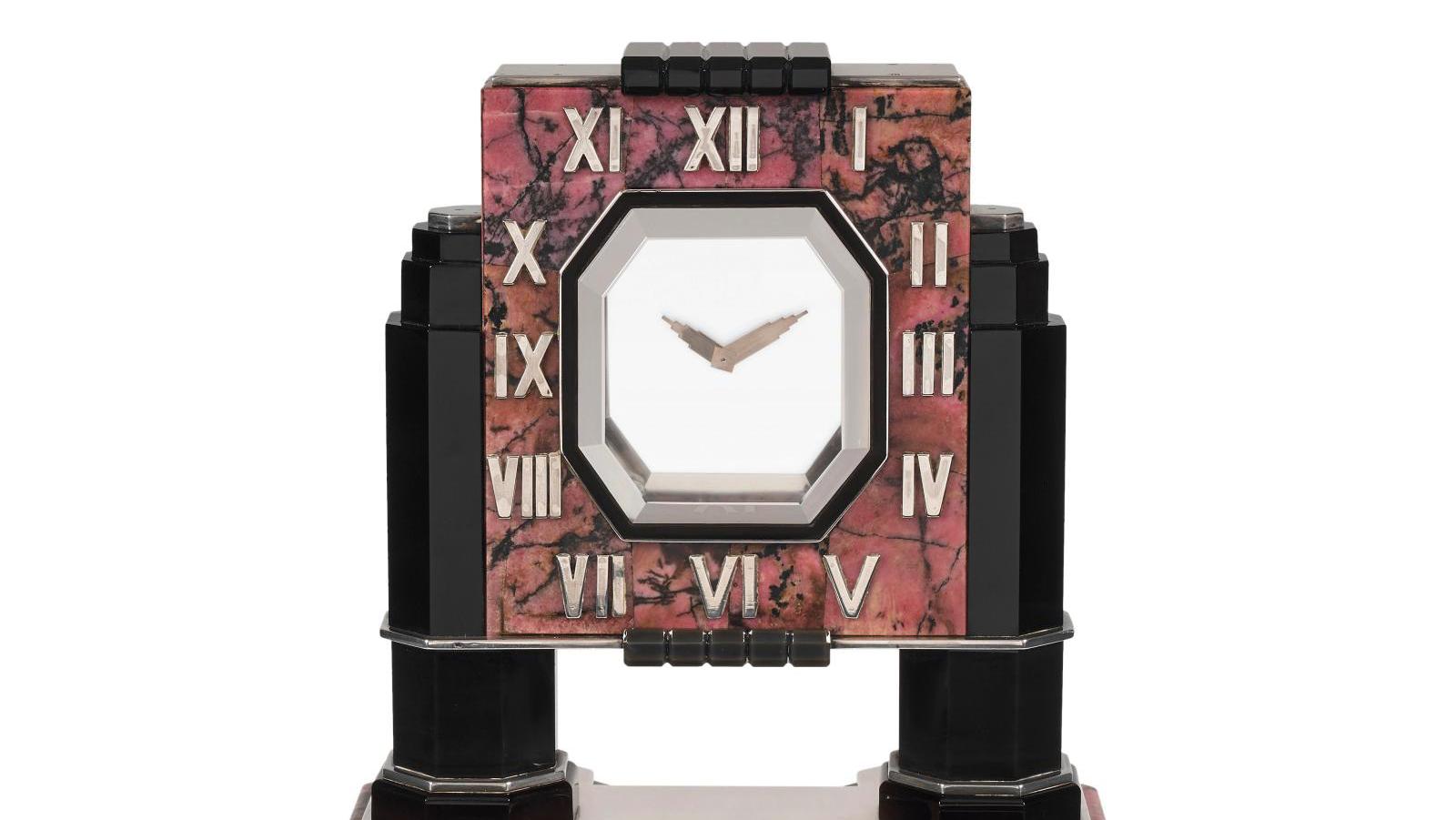 Cartier, Paris. Mystery Clock in rock crystal, onyx, marble, rhodonite and silver,... Cartier's 