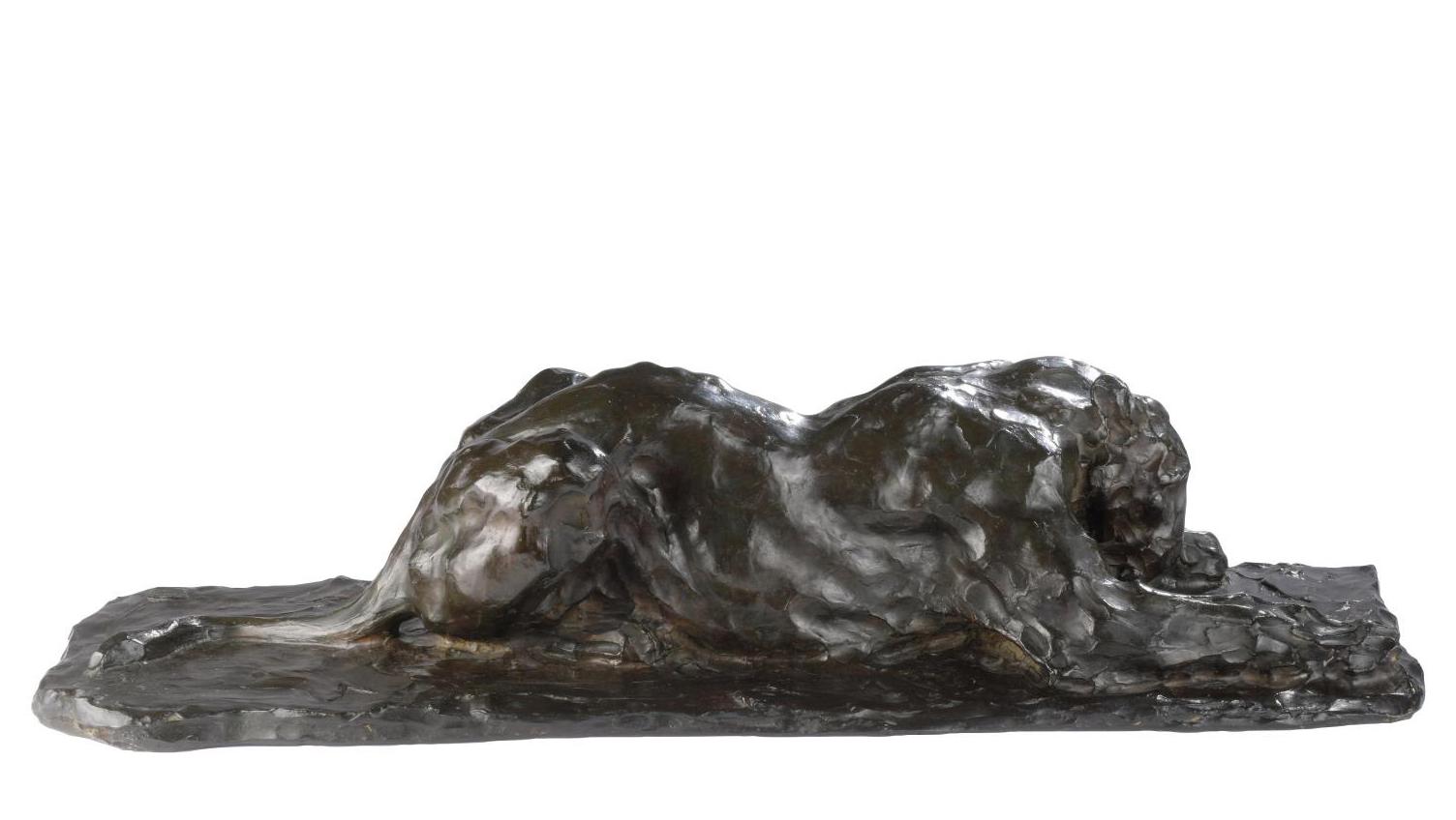 Rembrandt Bugatti (1884-1916), Lionne dévorant (Devouring Lioness), bronze with brown... Rembrandt Bugatti’s Hungry Lioness
