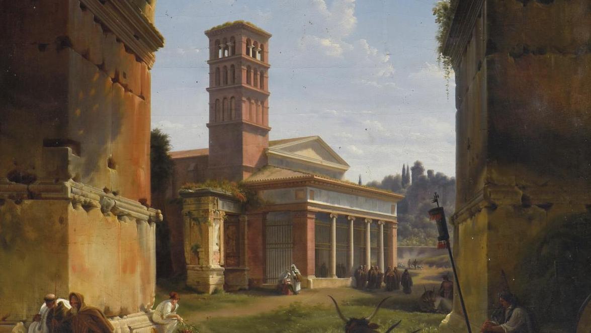 Lancelot-Théodore Turpin de Crissé (1782-1859), Vue prise à Rome sous l’arc de Janus,... Avec Turpin de Crissé, une Rome antique aux accents romantiques
