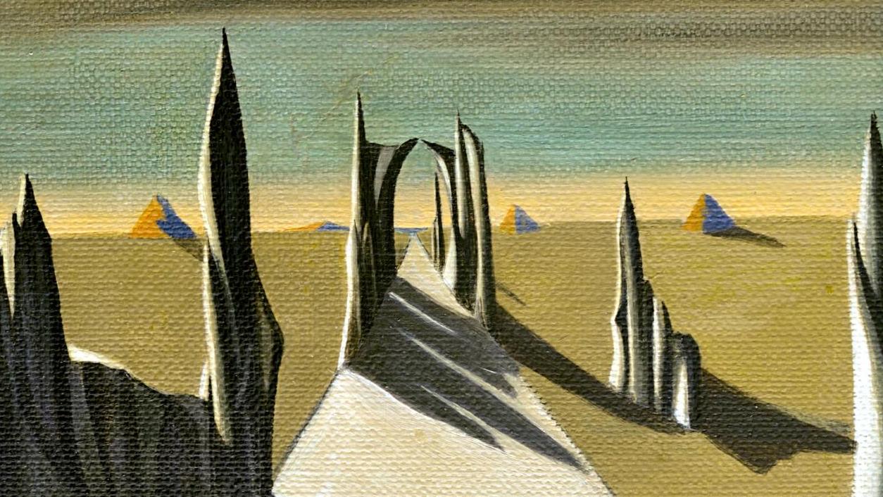 Kay Sage, White Silence, 1941, huile sur toile, 32,5 x 25,5 cm (détail). Courtesy... Le surréalisme, une affaire de femmes : loin de la France et de l’Europe