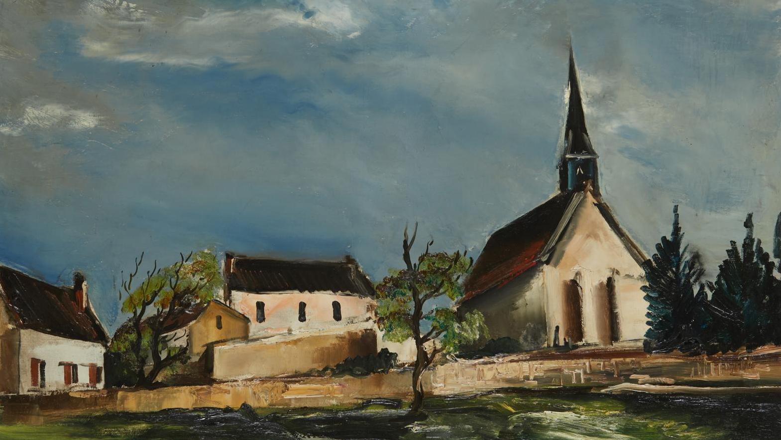 Maurice de Vlaminck (1876-1958), L’Église, huile sur toile, 65 x 82 cm. Adjugé :... Derrière l’église