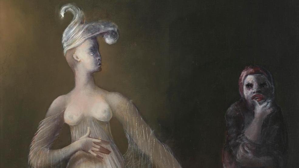 Leonor Fini (1908-1996), L’Élue de la nuit, 1986, huile sur toile, 116 x 73 cm. Adjugé :... Exigeante Sylvie Guerlain