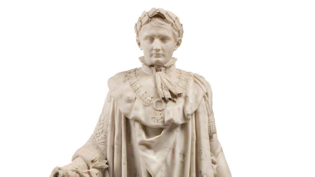 D’après Pierre Cartellier (1757-1831), Napoléon Ier en costume de sacre, statue en... Napoléon Ier impérial