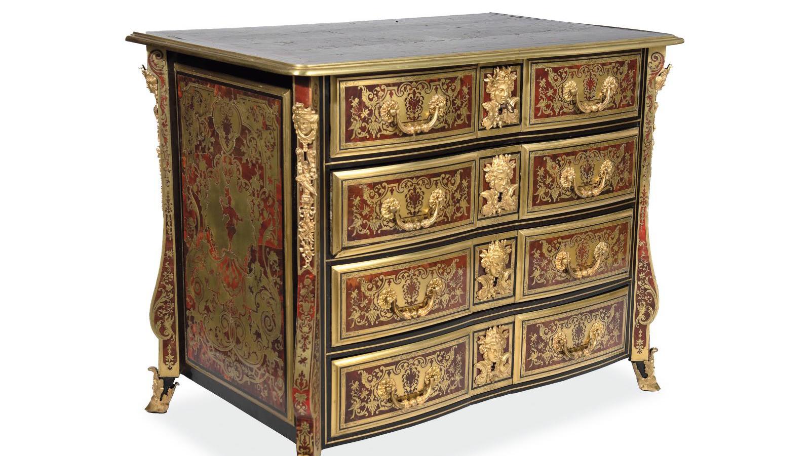 Attributed to Nicolas Sageot (1666-1731), chest of drawers with a slightly crossbow-shaped... Nicolas Sageot: The Use of Tortoiseshell in the Age of Louis XIV