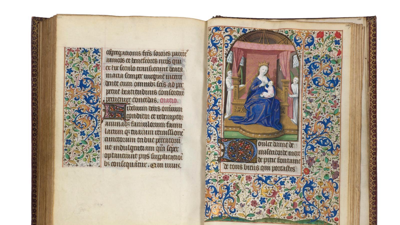 Livre d’heures à l’usage de Paris en latin et en français, manuscrit enluminé sur... Livres d’heures, raretés du XVe siècle 