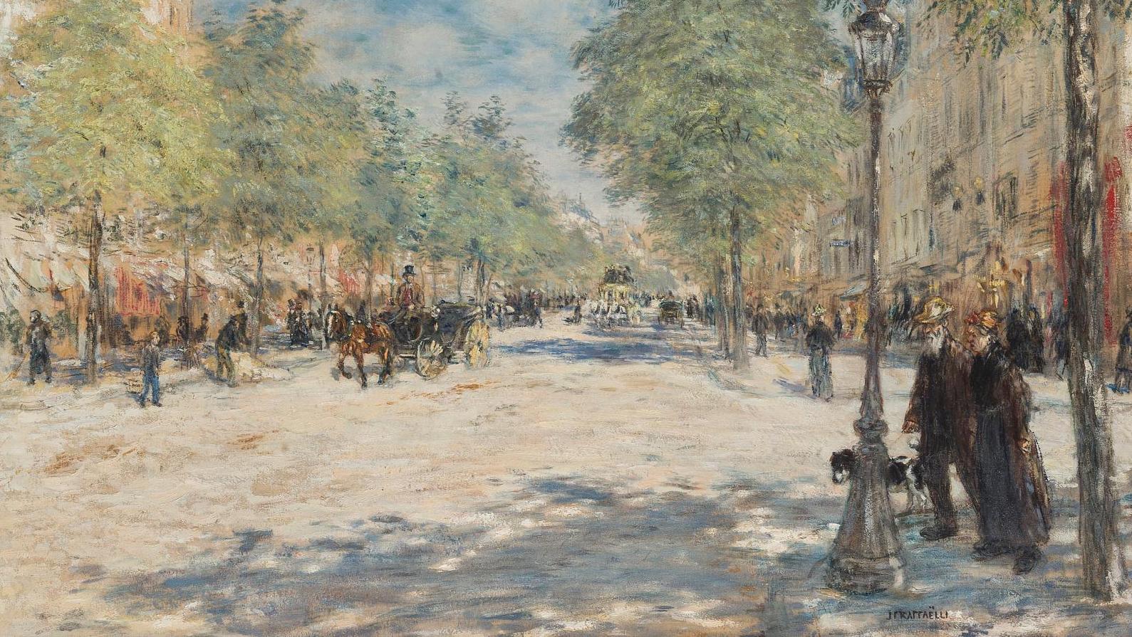 Jean-François Raffaëlli (1850-1924), Boulevard animé au printemps, Paris, huile sur... Paris s’exporte outre-Atlantique