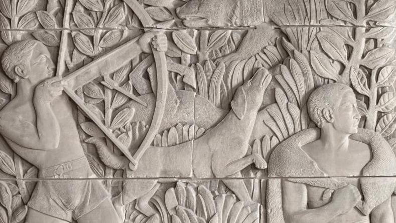 Attributed to Alfred-Auguste Janniot (1889–1969), bas-relief in Brauvilliers stone... Janniot, Master of Monumental Sculpture 