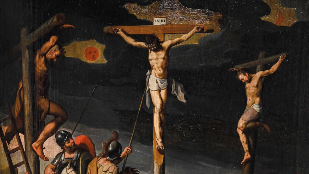 Pieter Pieterszoon Aertsen (1508–1575), The Crucifixion, oil on panel, 95 x 70 cm/37.40... Pieter Aertsen’s 16th-Century Christ on the Cross