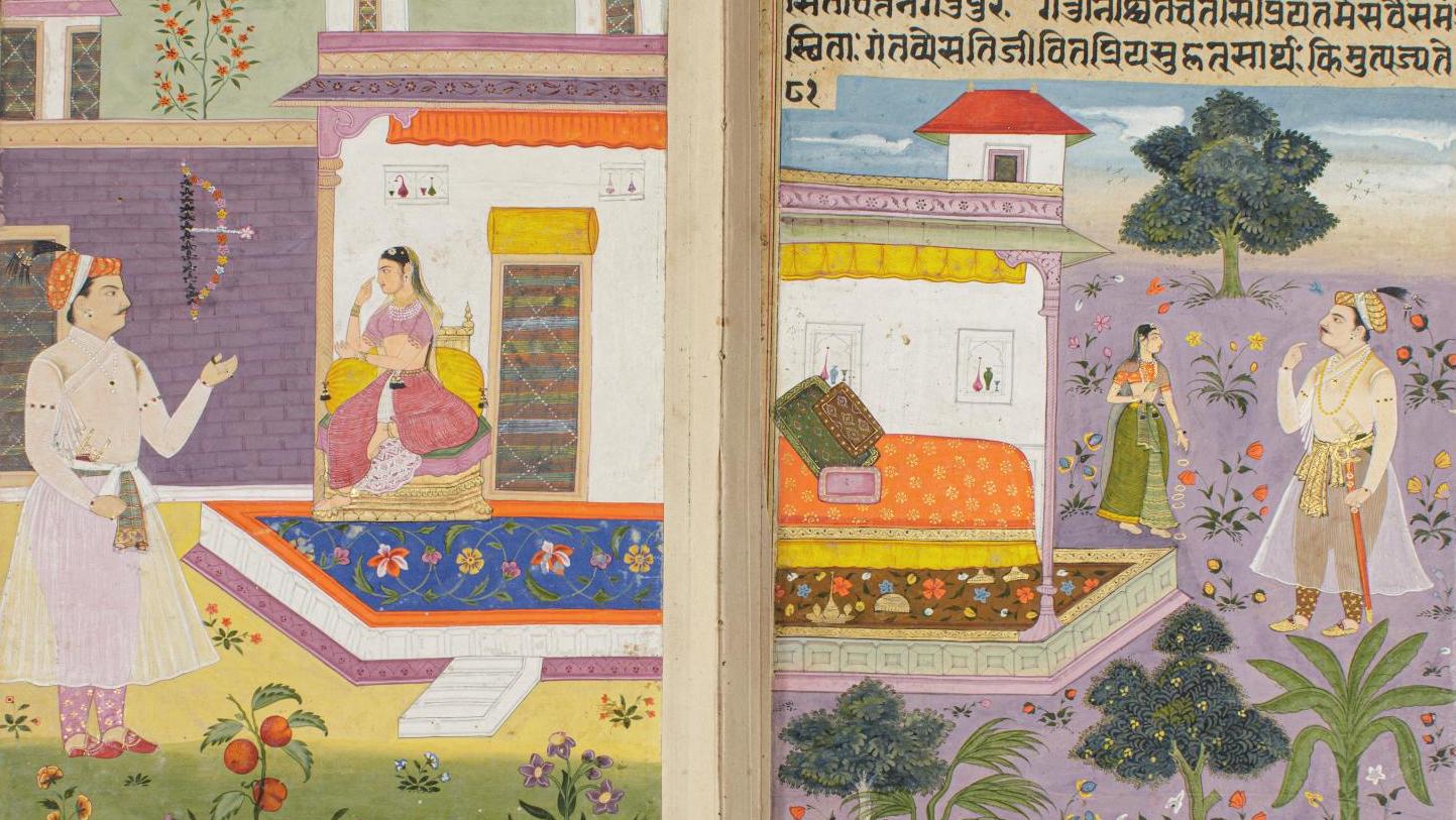 Inde, style dit « moghol provincial », premier quart du XVIIe siècle. Album de trente... Les amours d’Amar Chattar et Sundari Virda