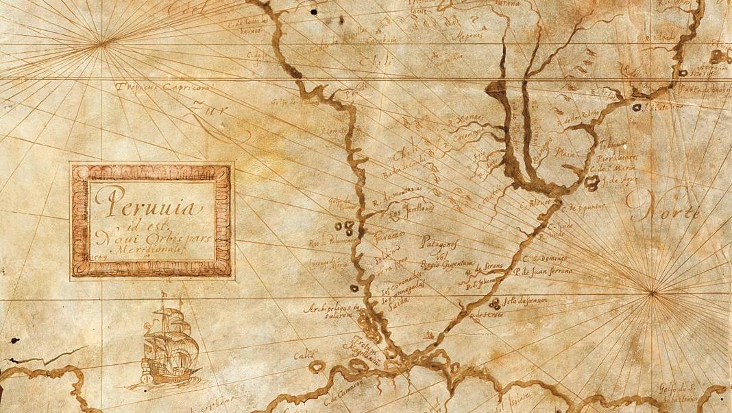 Carte manuscrite de l’Amérique du Sud, Peruvia id est, Novi Orbis pars Meridionalis,... À la découverte de l’Amérique du Sud