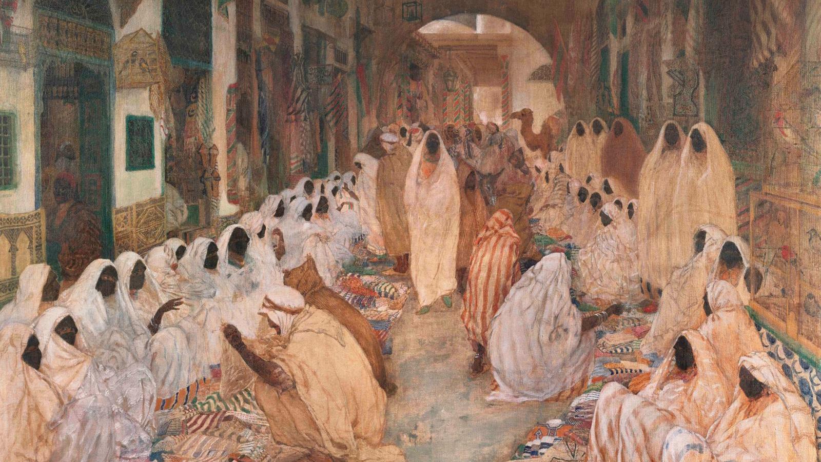 Alexandre Roubtzoff (1884-1949), Souk El Kachachine (or Le Souk des femmes/The Women’s... Alexandre Roubtzoff, a Russian Painter in the Souk of Tunis