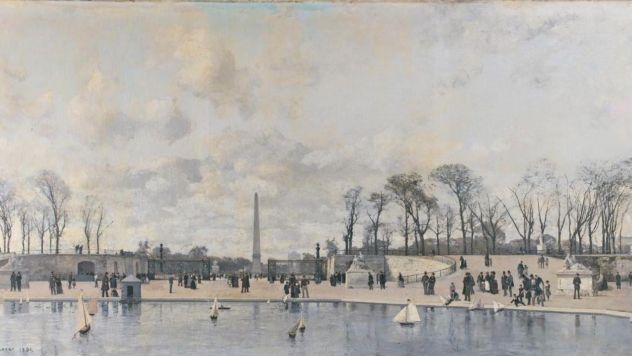 Luigi Loir (1845-1916), Paris, port de mer (Paris, Seaport), 1885, oil on canvas,... A World Record for Landscape Painter Luigi Loir