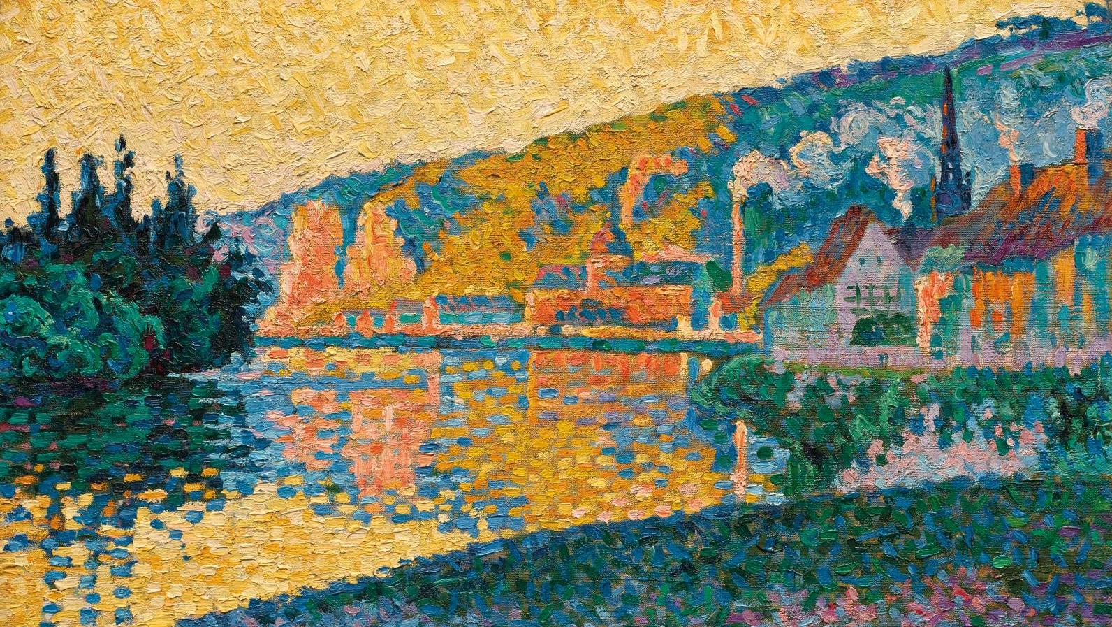 Paul Signac, Les Andelys. Soleil couchant, 1886, huile sur toile, 32,8 x 46,1 cm,... Signac, les harmonies colorées au musée Jacquemart-André