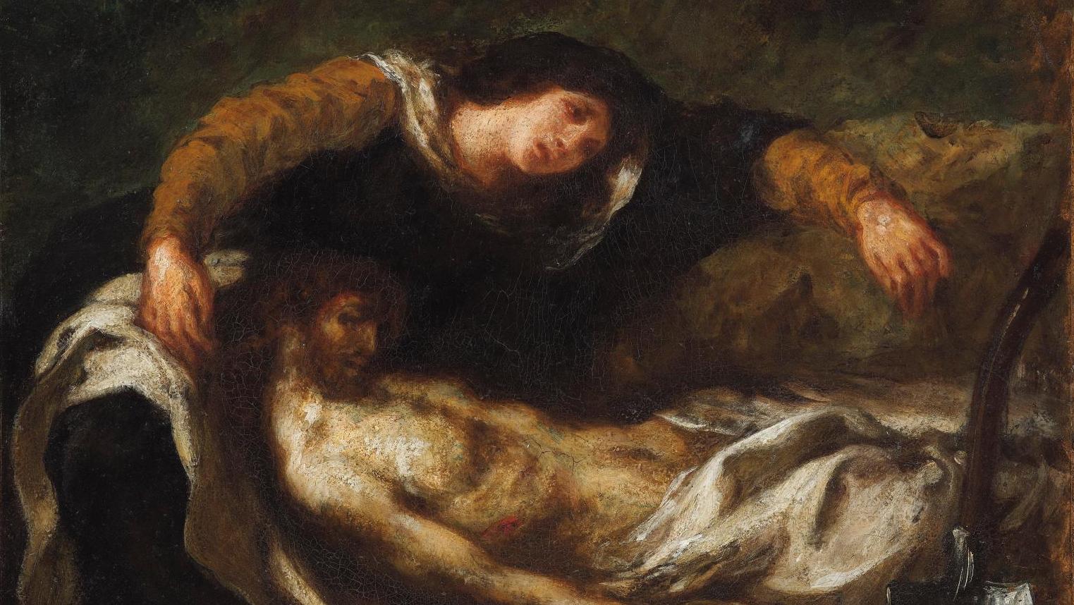 Eugène Delacroix (1798-1863), Mise au tombeau, vers 1853, huile sur papier marouflé... Eugène Delacroix, croyant exalté