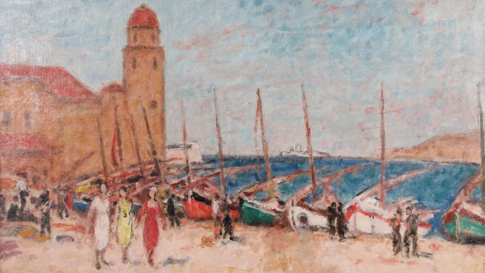 Georges d’Espagnat (1870-1950), Le Port de Collioure, 1923, huile sur toile monogrammée,... Georges d’Espagnat à Collioure