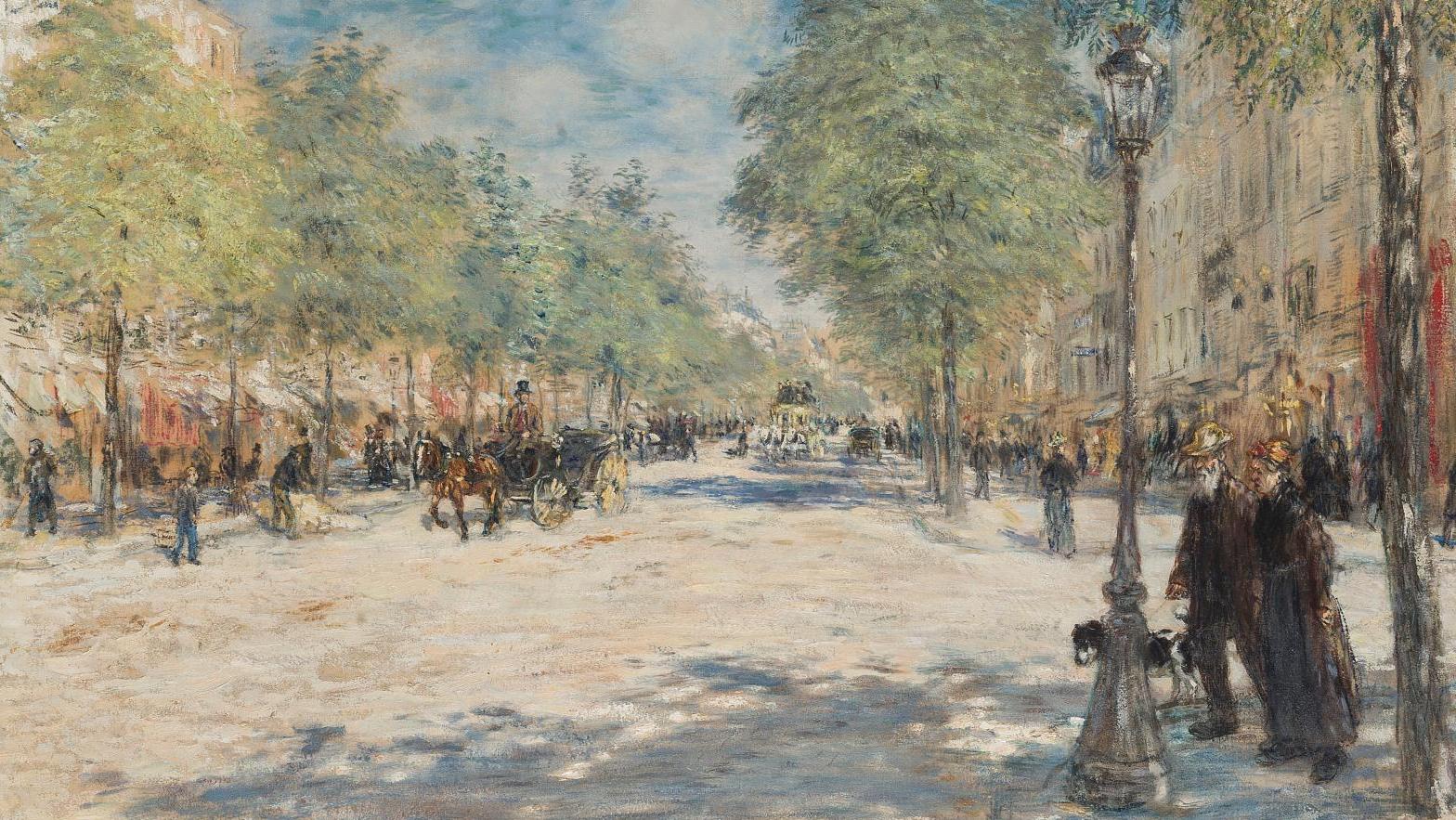 Jean-François Raffaëlli (1850-1924), Boulevard animé au printemps, Paris, huile sur... En flânant sur les boulevards, avec Raffaëlli et Smith