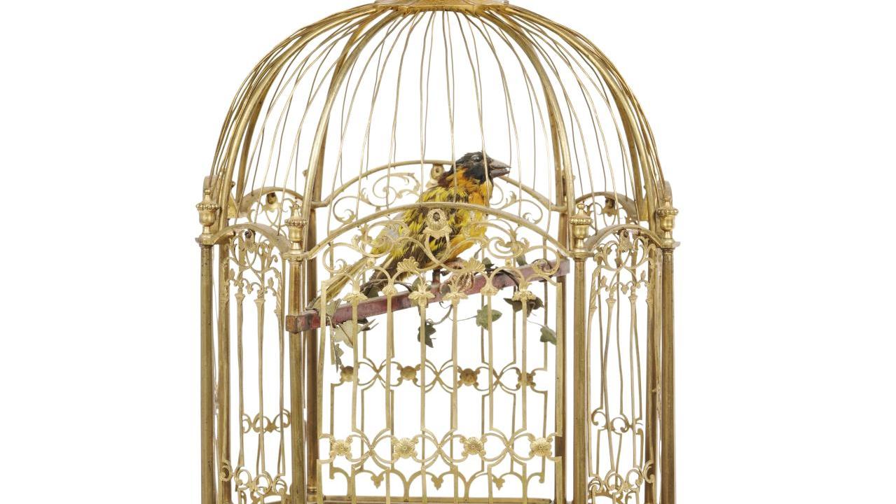 Jaquet-Droz, vers 1800, pendule de vestibule formant cage à oiseau, bronze, bronze... La pendule à oiseau chantant :  un mythe horloger 