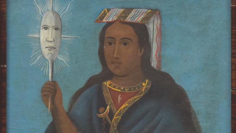 École d’Amérique du Sud (Bolivie-Pérou), début du XIXe siècle. Portraits des empereurs... Portraits des incas et vue de Rio de Janeiro