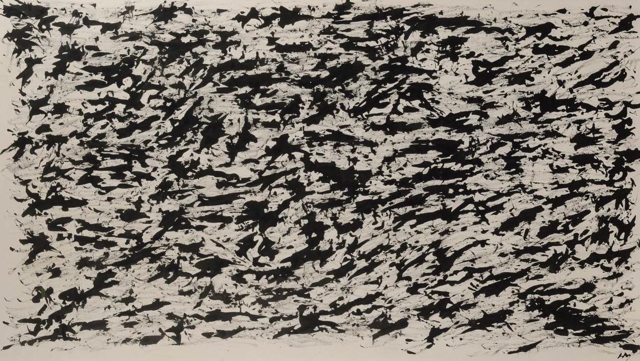 Henri Michaux (1899-1984), Sans titre, encre de Chine, 77 x 136 cm. Adjugé : 47 656 €... Henri Michaux, à l’encre noire...